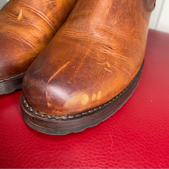 { Frye Moto Boot} Veronica Brown Leather Boots 10 - Picture 7 of 16